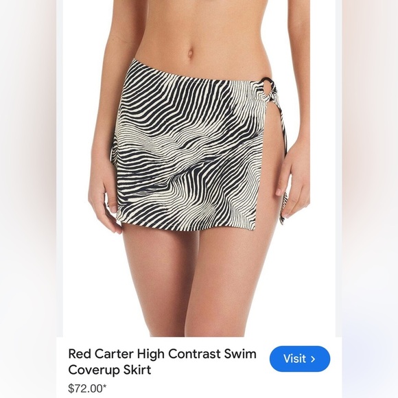 Red Carter Swim Wear Cover Up Skirt Black & Off White Size 8 Medium NWOT - Picture 1 of 6